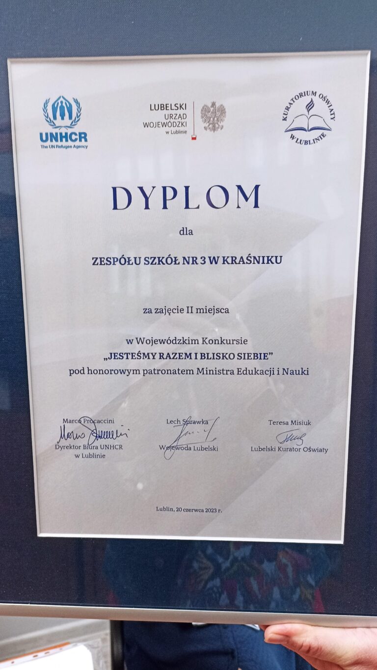 Wojewódzki Konkurs „Jesteśmy razem i blisko siebie” - dyplom